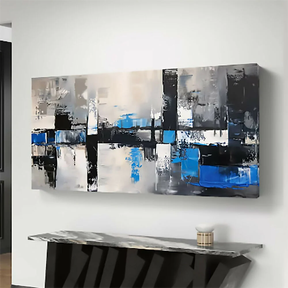 Cuadro Ciudad Azul Horizontal Grande 140 X 50 X 3 Cms Marketplace - HO