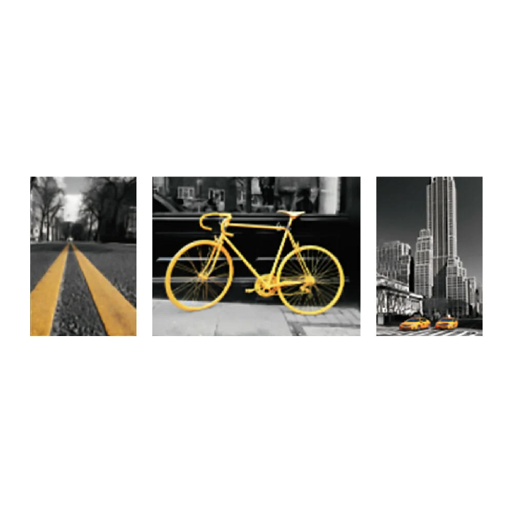 Cuadro Triptico Contraste Amarillo 1 60 X 40 X 3 Cms Marketplace - HO