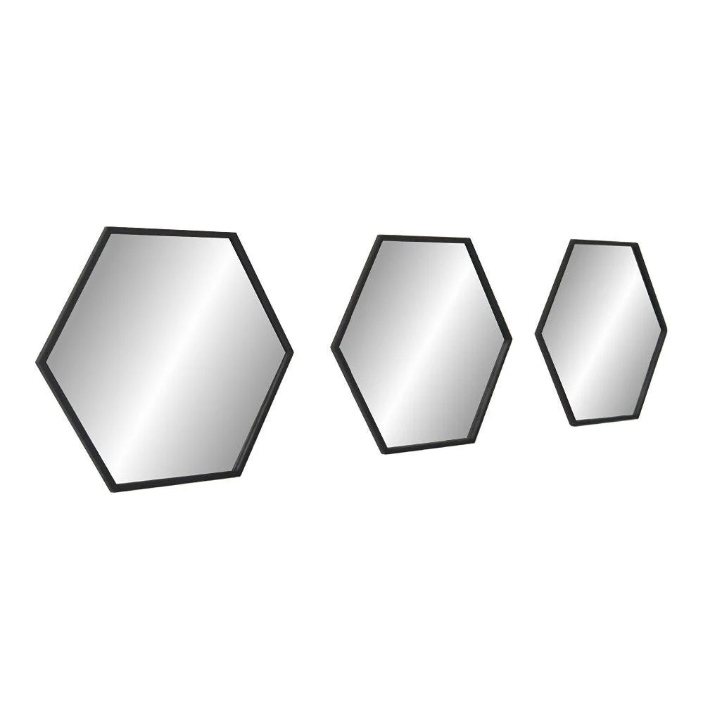 Set de tres espejos hexagonales negros Marketplace - HO