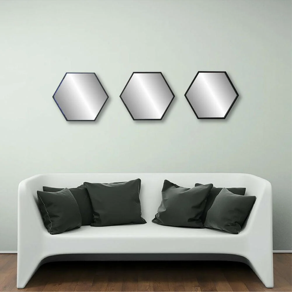 Set de tres espejos hexagonales negros Marketplace - HO
