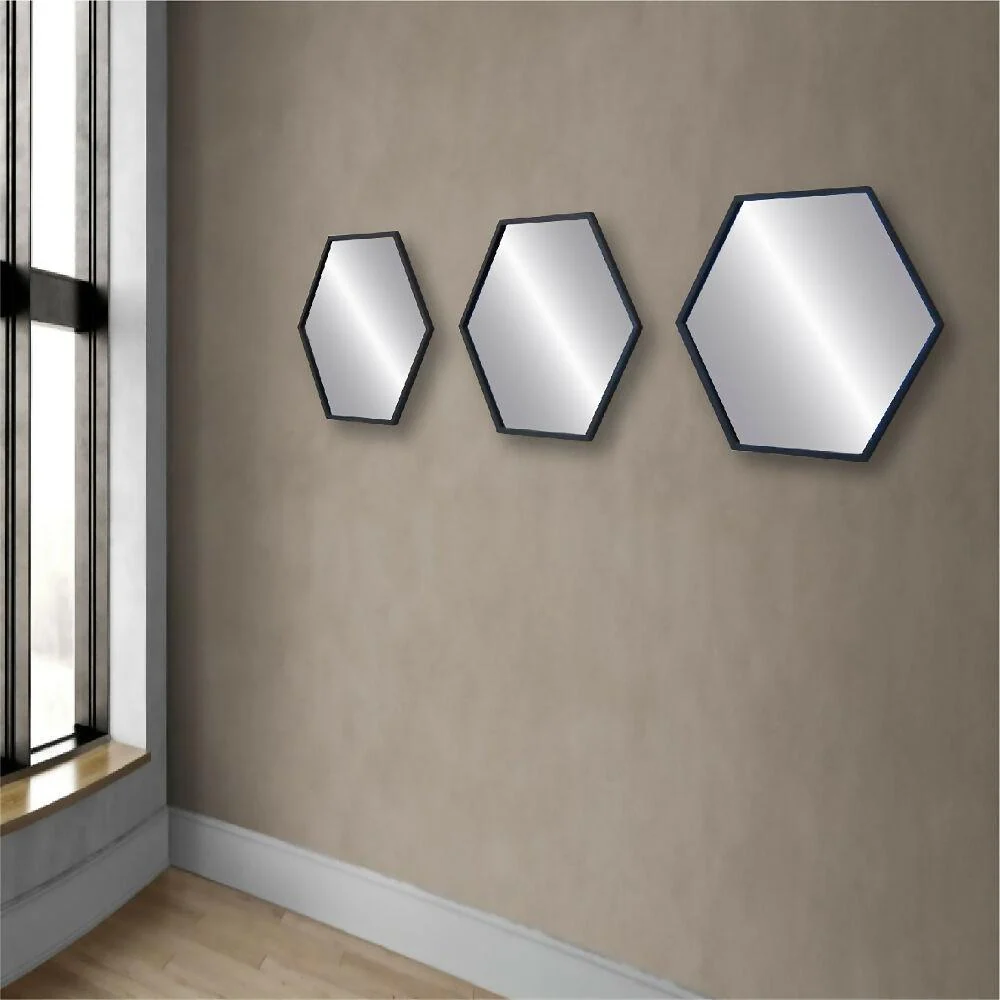 Set de tres espejos hexagonales negros Marketplace - HO