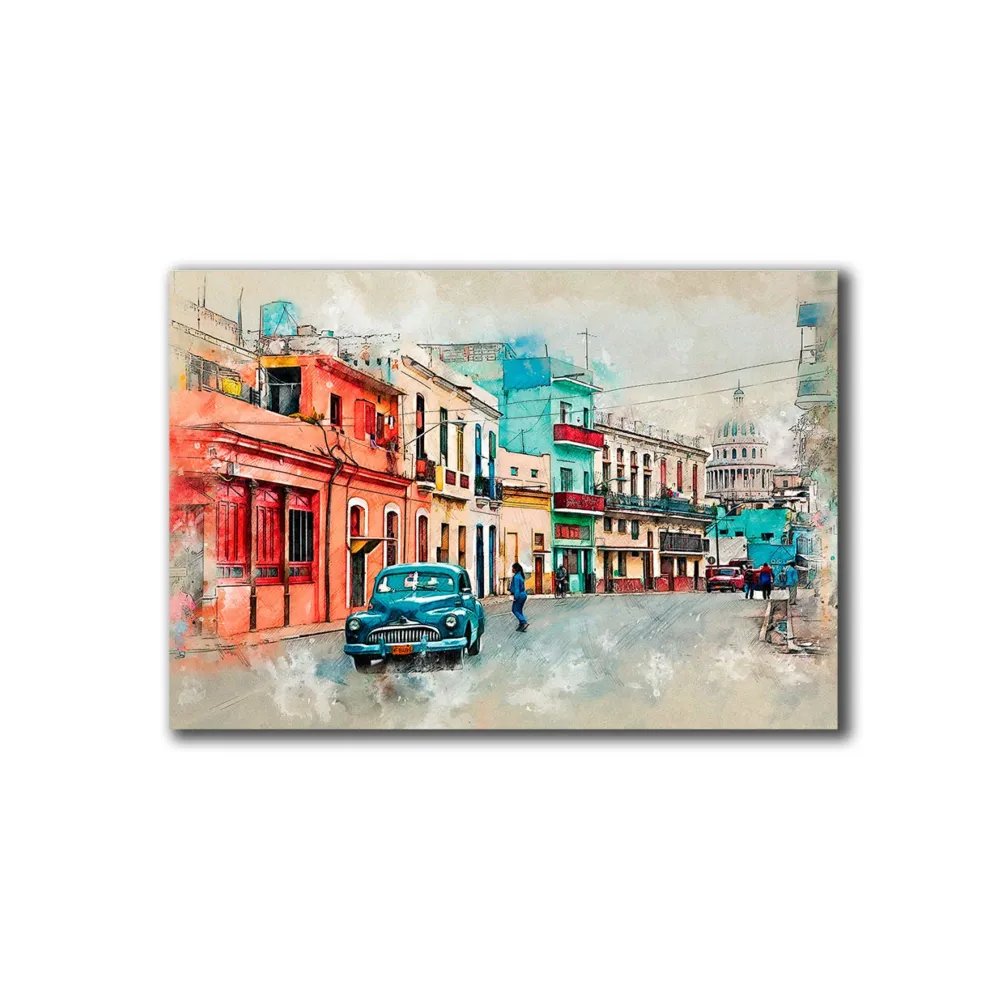 Cuadro Decorativo Calle Cuba M 70x45 cm - Impresion en Tela Marketplace - HV