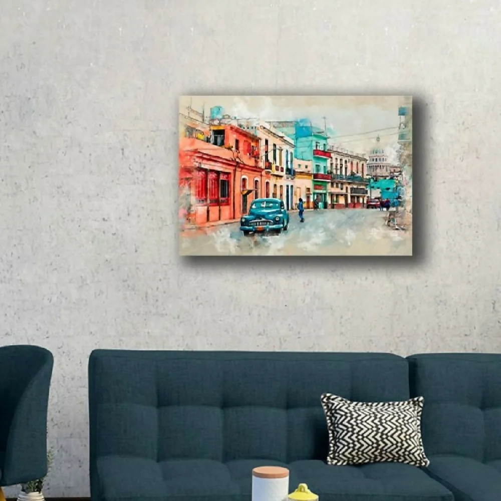 Cuadro Decorativo Calle Cuba M 70x45 cm - Impresion en Tela Marketplace - HV