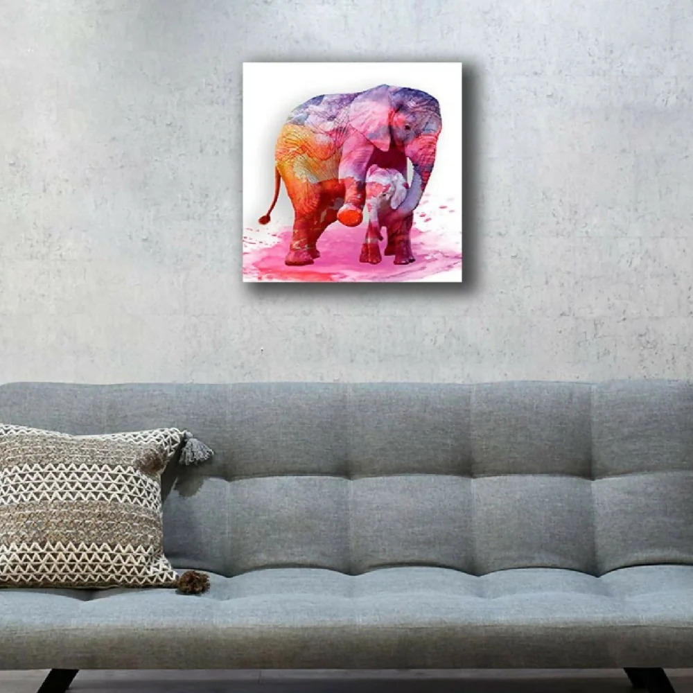 Cuadro Decorativo Elefante Pintura L 60X60 cm - Impresion en Tela Marketplace - HV