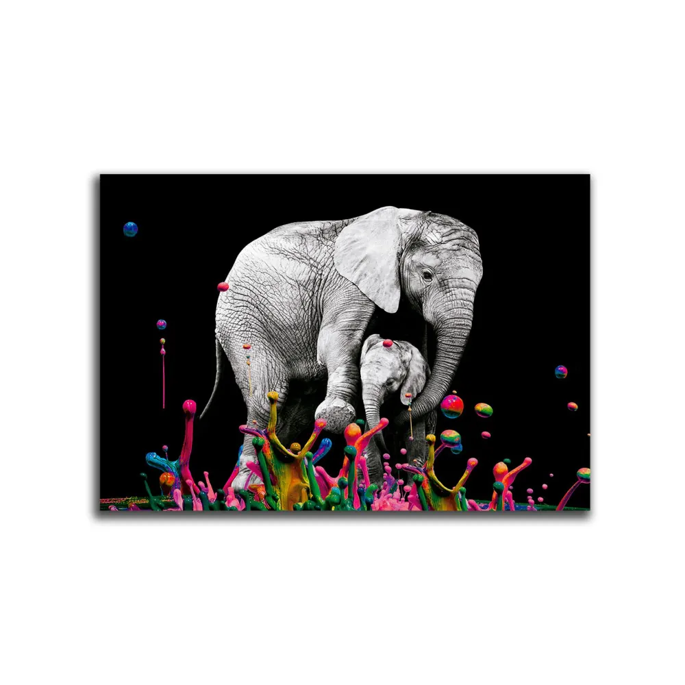 Cuadro Decorativo Elefante Pintura Piso XL 120X80 cm - Impresion en Tela Marketplace - HV