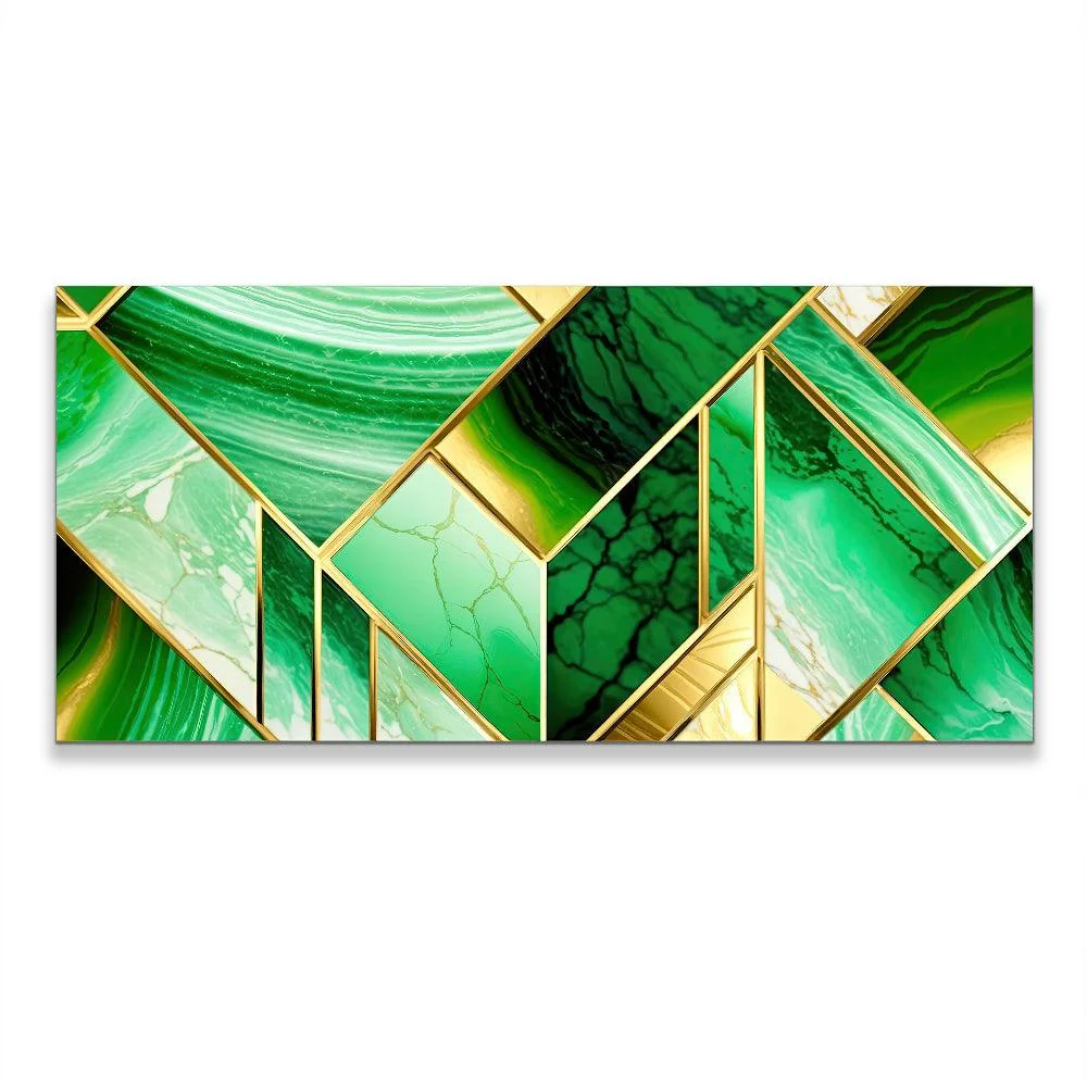 Lienzo Cuadro Decorativo Abstracto Verde y Dorado 118x55cm Marketplace - PD