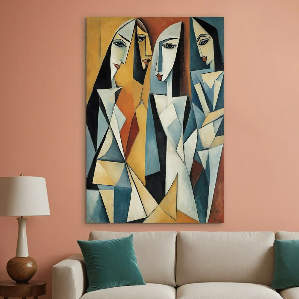 Lienzo Cuadro Decorativo Fragmentos de Miradas Estilo Cubista 110X80CM Marketplace - PD