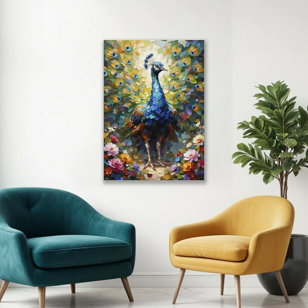 Lienzo Cuadro Decorativo Pavo Real Imperial 93x60Cm Marketplace - PD