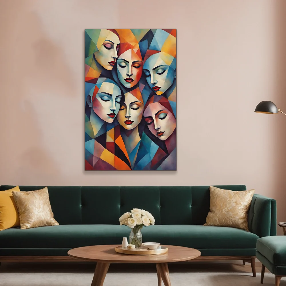 Lienzo Cuadro Decorativo Reflejos del Alma Estilo Cubista 110X80CM Marketplace - PD