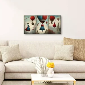 Lienzo Cuadro Decorativo Sinfoní En Rojo Y Azul 34X72CM Marketplace - PD