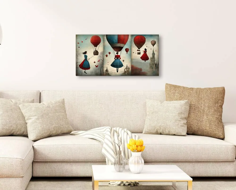 Lienzo Cuadro Decorativo Sinfoní En Rojo Y Azul 34X72CM Marketplace - PD