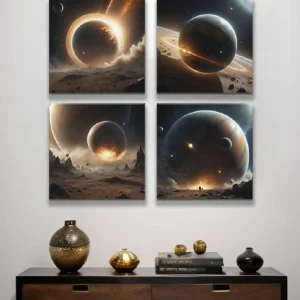 Lienzo Cuadros Arte Astronómico De Planetas Set X 4 de 43x43cm c/u Marketplace - PD