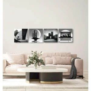 Lienzo Set X 4 Cuadros Arte Arquitectónico Gris 43X43CM c/u Marketplace - PD
