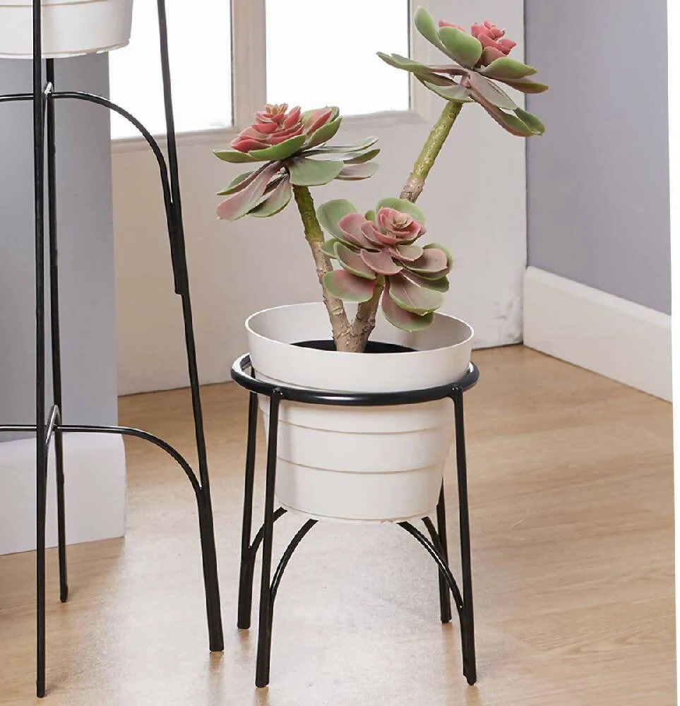 Soporte piso arco con maceta Negro Marketplace - Rejiplas