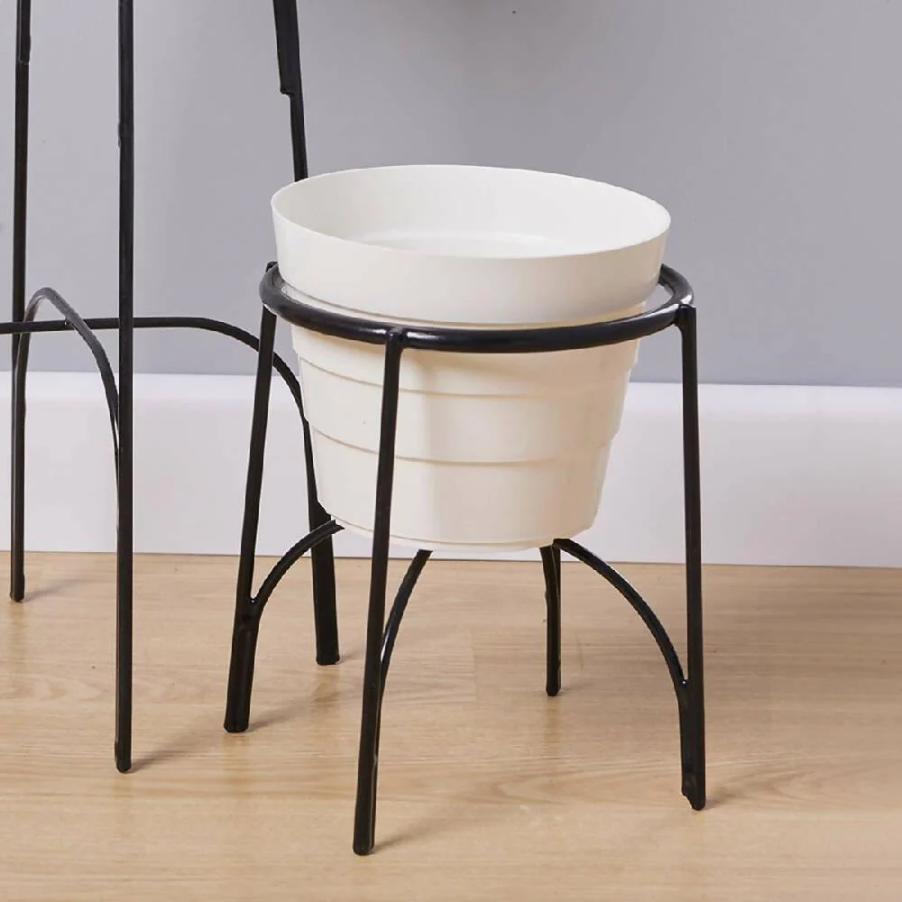 Soporte piso arco con maceta Negro Marketplace - Rejiplas
