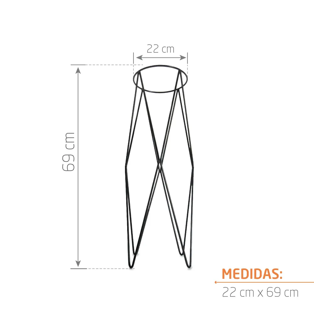 Base de Metal Treviso High 22 x 69 cm Negro Marketplace - TM