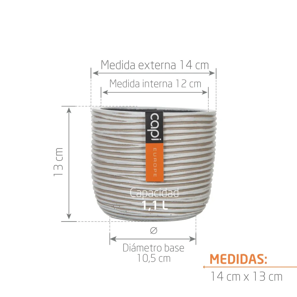 Matera Conic Round Rib 14 cm Marfil Marketplace - TM