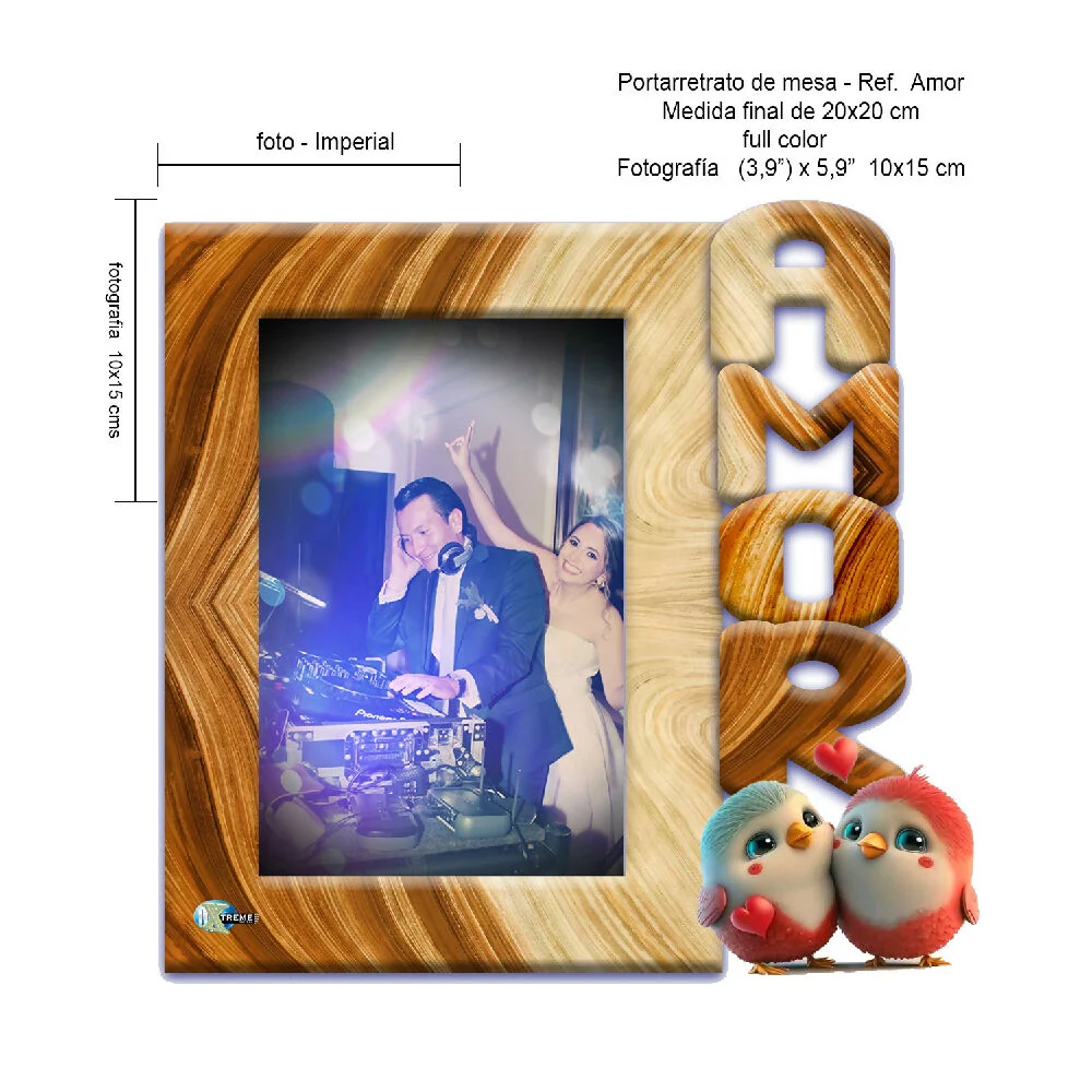 Portarretrato Amor-A1 (20m x 20cm) Color Crema y Madera Marketplace - XD