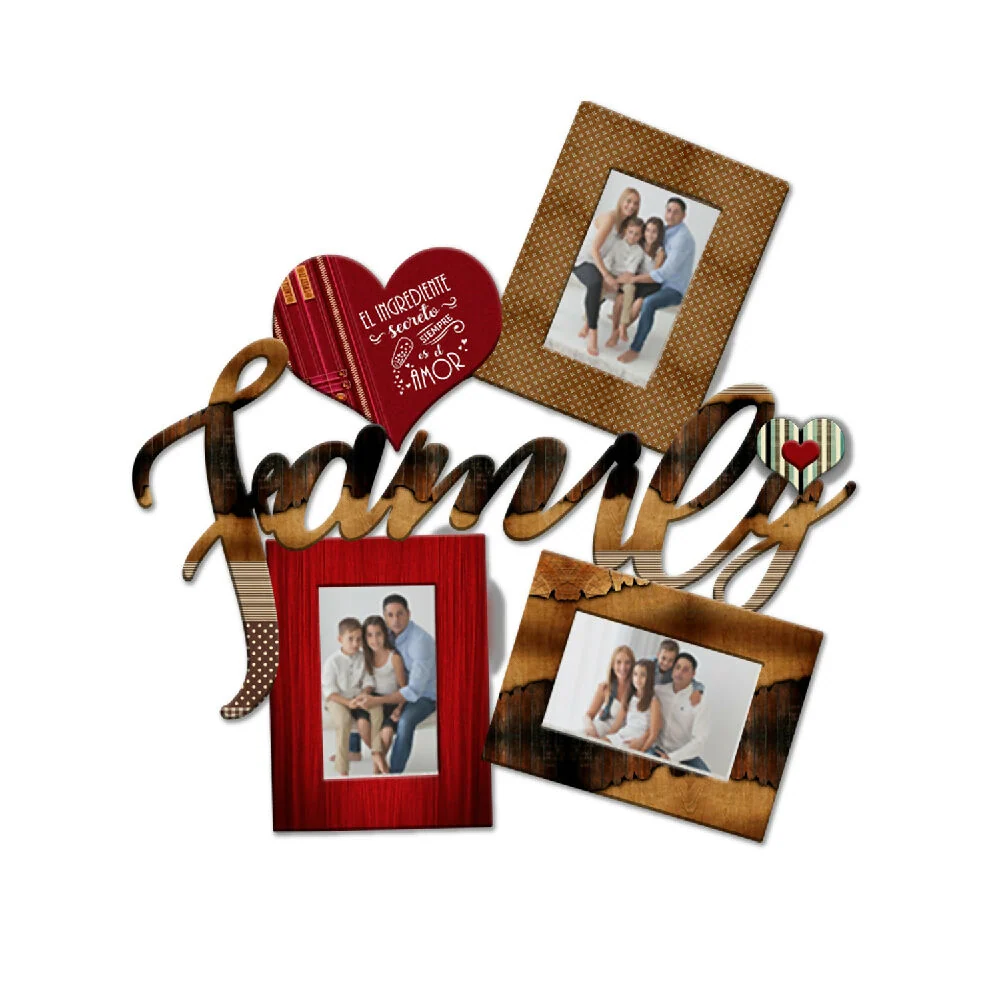 Portarretrato TR Family- F4 (48,5cm x 49,5cm) Color Madera y Rojo Marketplace - XD