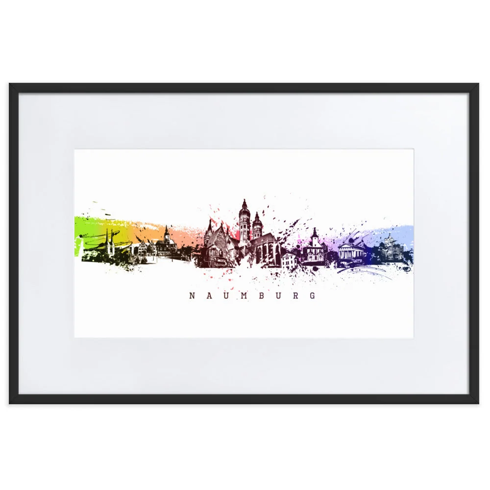 Póster con paspartú - Skyline Naumburg Negro Marko Kurth