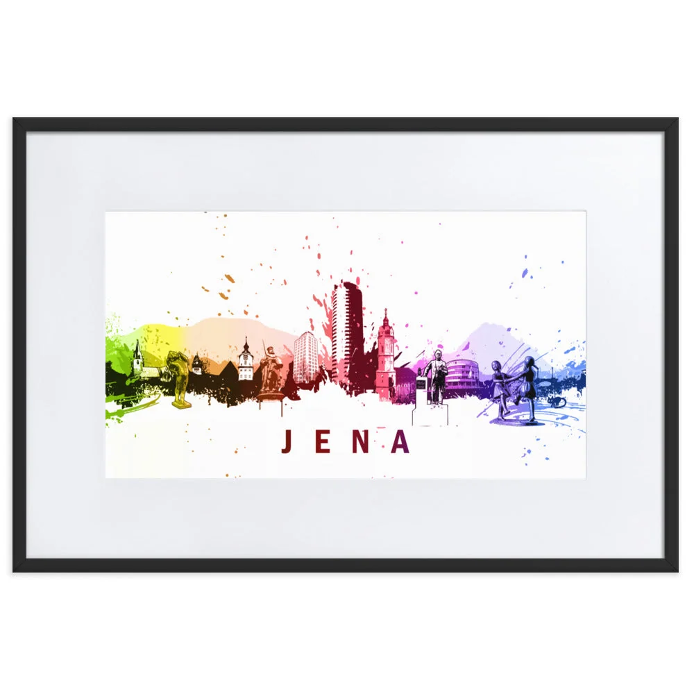 Póster con Passepartout - Skyline Jena Negro Marko Kurth