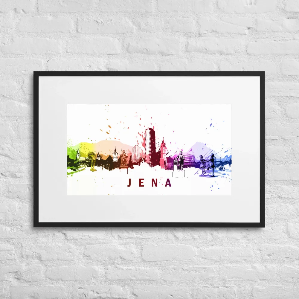Póster con Passepartout - Skyline Jena Negro Marko Kurth