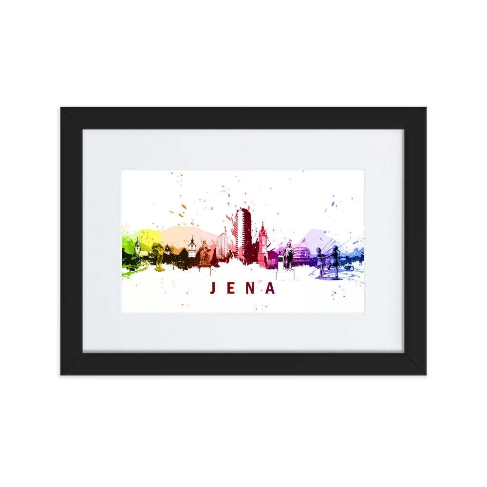 Póster con Passepartout - Skyline Jena Negro Marko Kurth
