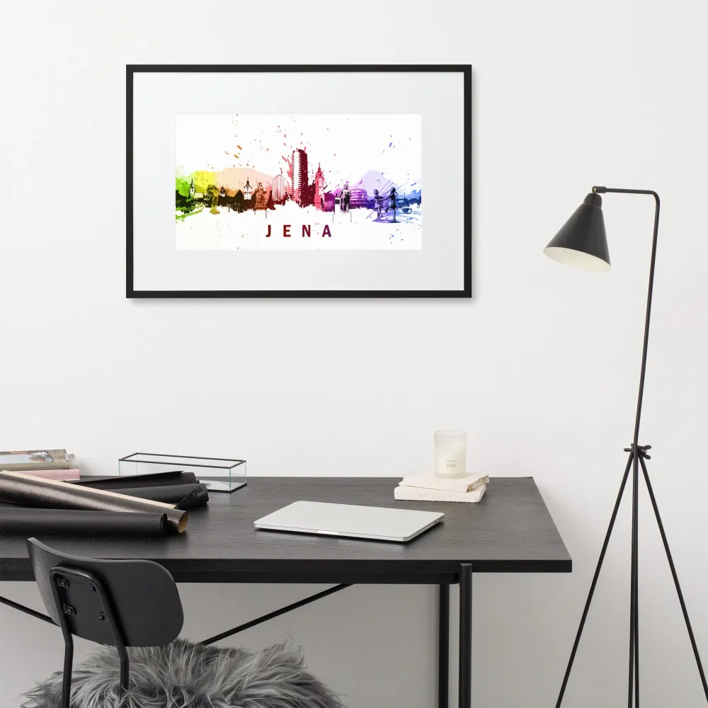 Póster con Passepartout - Skyline Jena Negro Marko Kurth