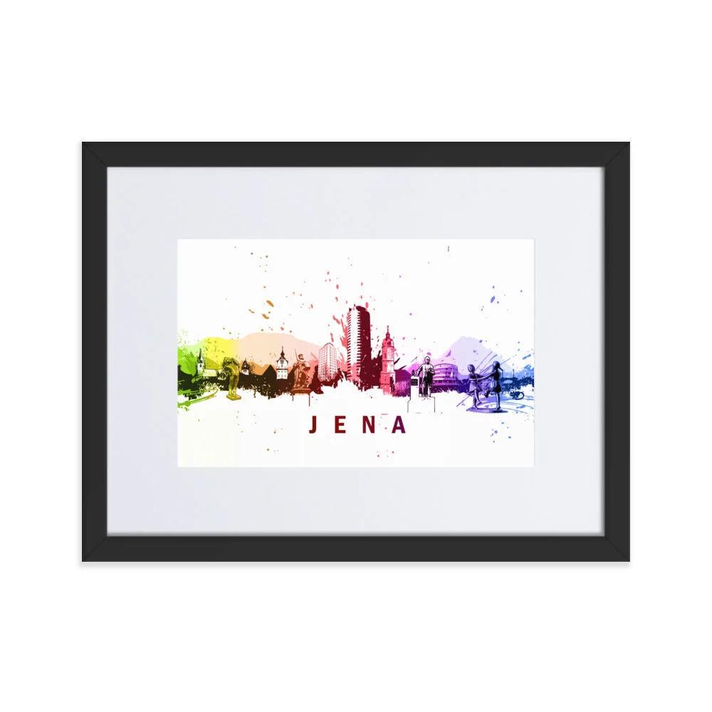 Póster con Passepartout - Skyline Jena Negro Marko Kurth