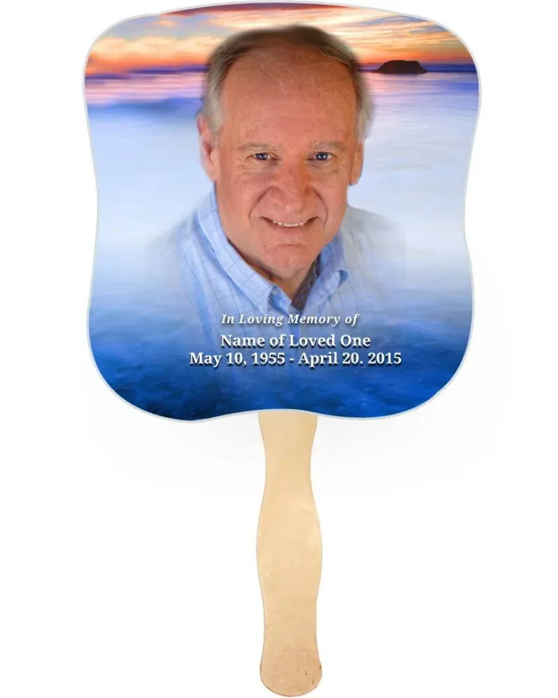 Abanico conmemorativo de cartulina Dusk con mango de madera (paquete de 10) Memorial Keepsakes