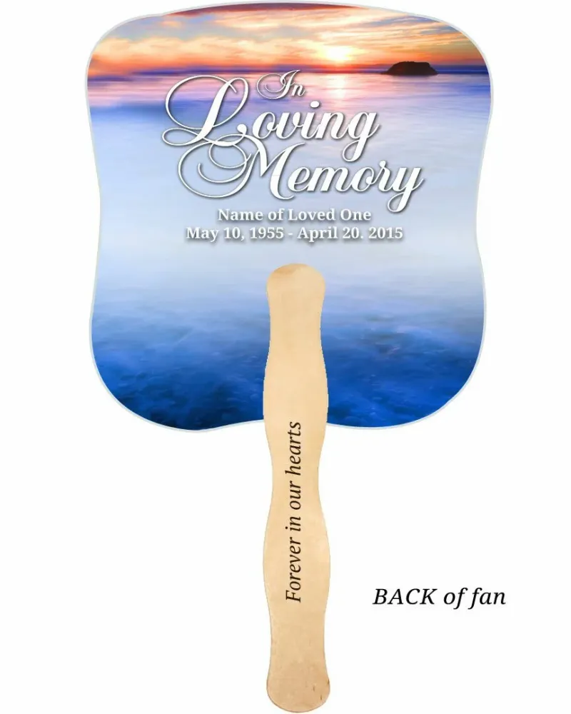 Abanico conmemorativo de cartulina Dusk con mango de madera (paquete de 10) Memorial Keepsakes