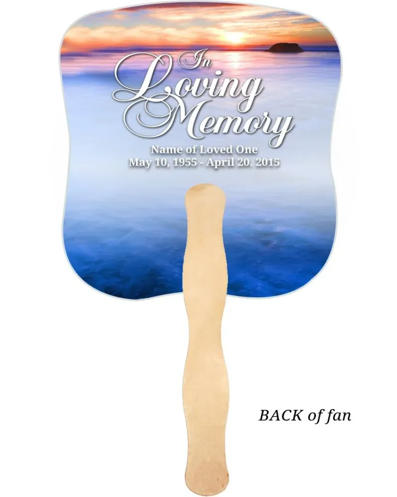 Abanico conmemorativo de cartulina Dusk con mango de madera (paquete de 10) Memorial Keepsakes