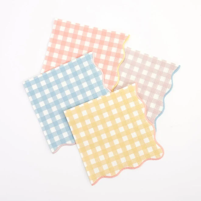 Servilletas grandes en 4 colores vichy MeriMeri