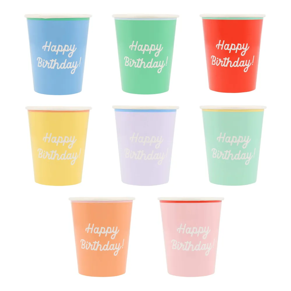 Vasos Multicolor Feliz Cumpleaños MeriMeri