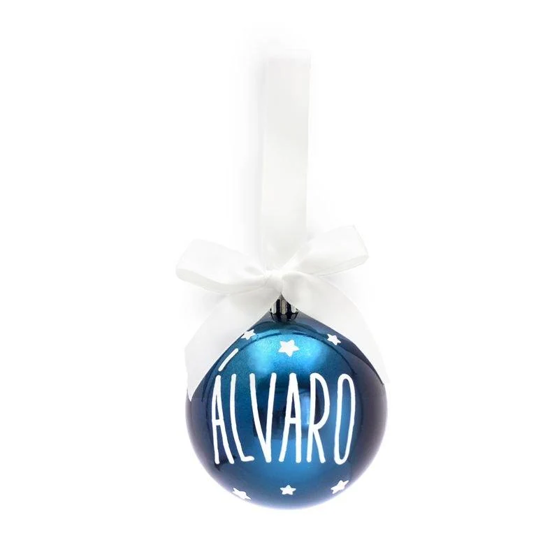 Bola de Navidad Personalizada Lazo Azul MI PIPO