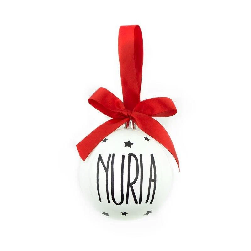 Bola de Navidad Personalizada Lazo Blanca MI PIPO