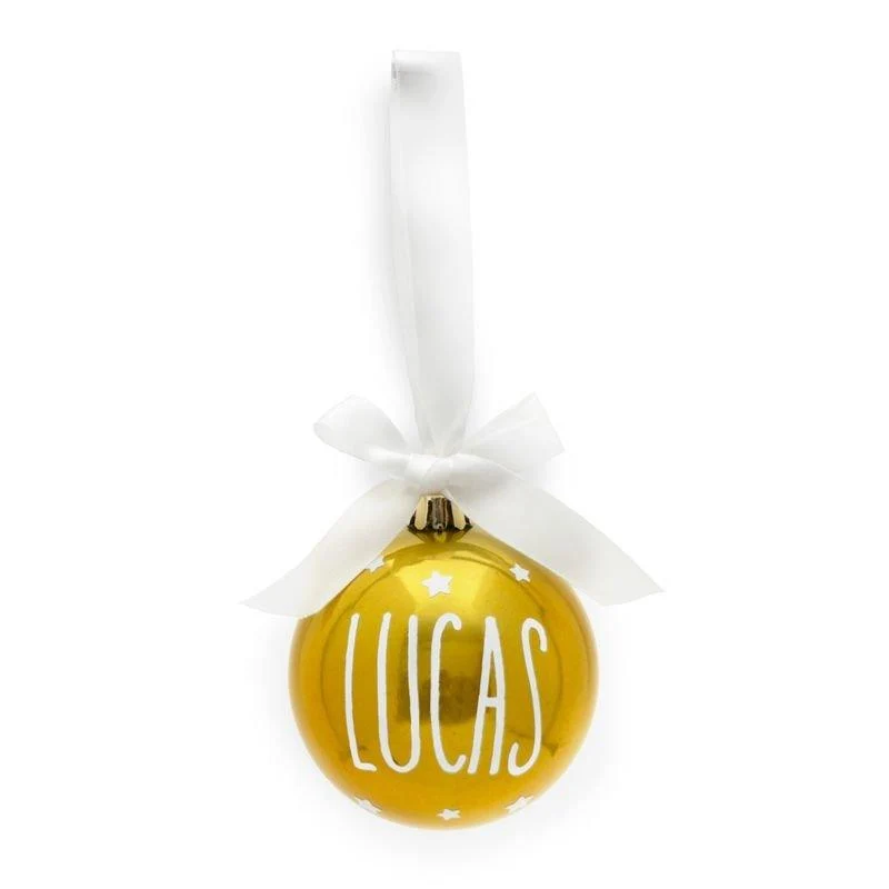 Bola de Navidad Personalizada Lazo Dorada MI PIPO