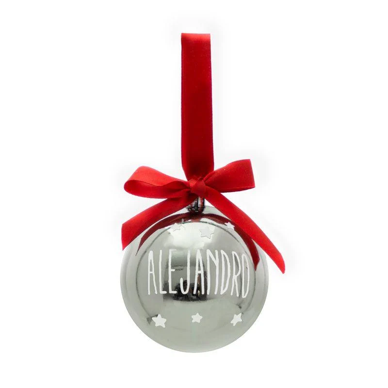 Bola de Navidad Personalizada Lazo Gris MI PIPO