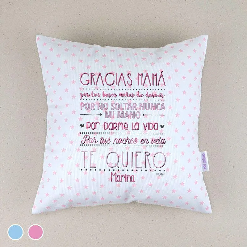 Cojín Gracias mama Mi Pipo Rosa