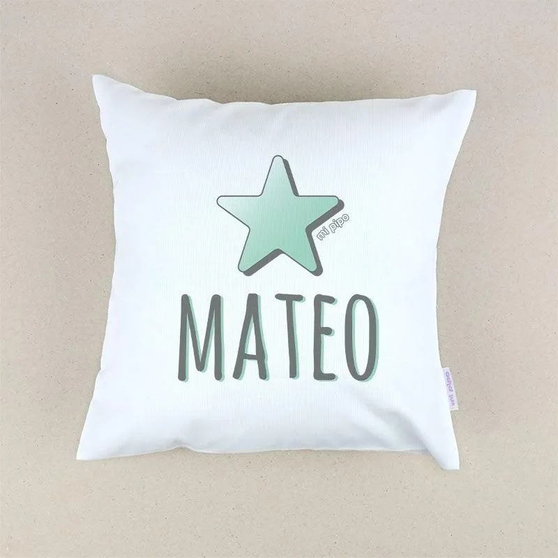 Cojín Personalizado Infantil Estrella Mi Pipo Aguamarina
