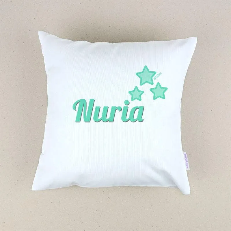Cojín Personalizado Infantil 3 estrellas Mi Pipo Celeste