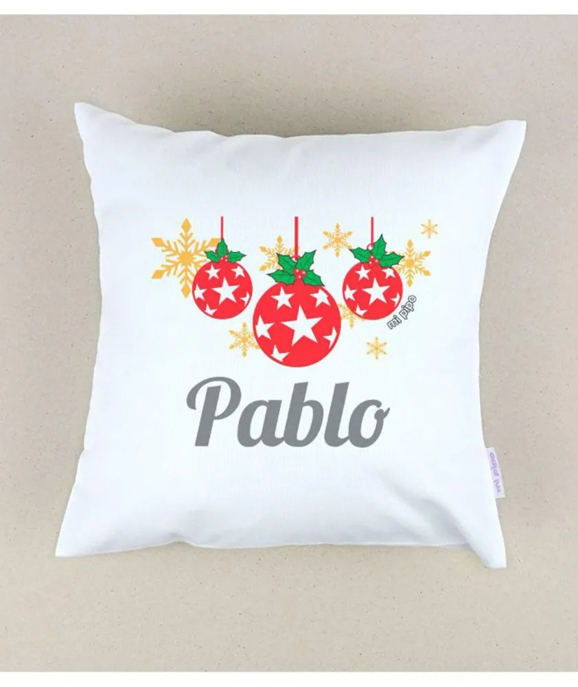 Cojín Personalizado Infantil Navidad Mi Pipo Bolas