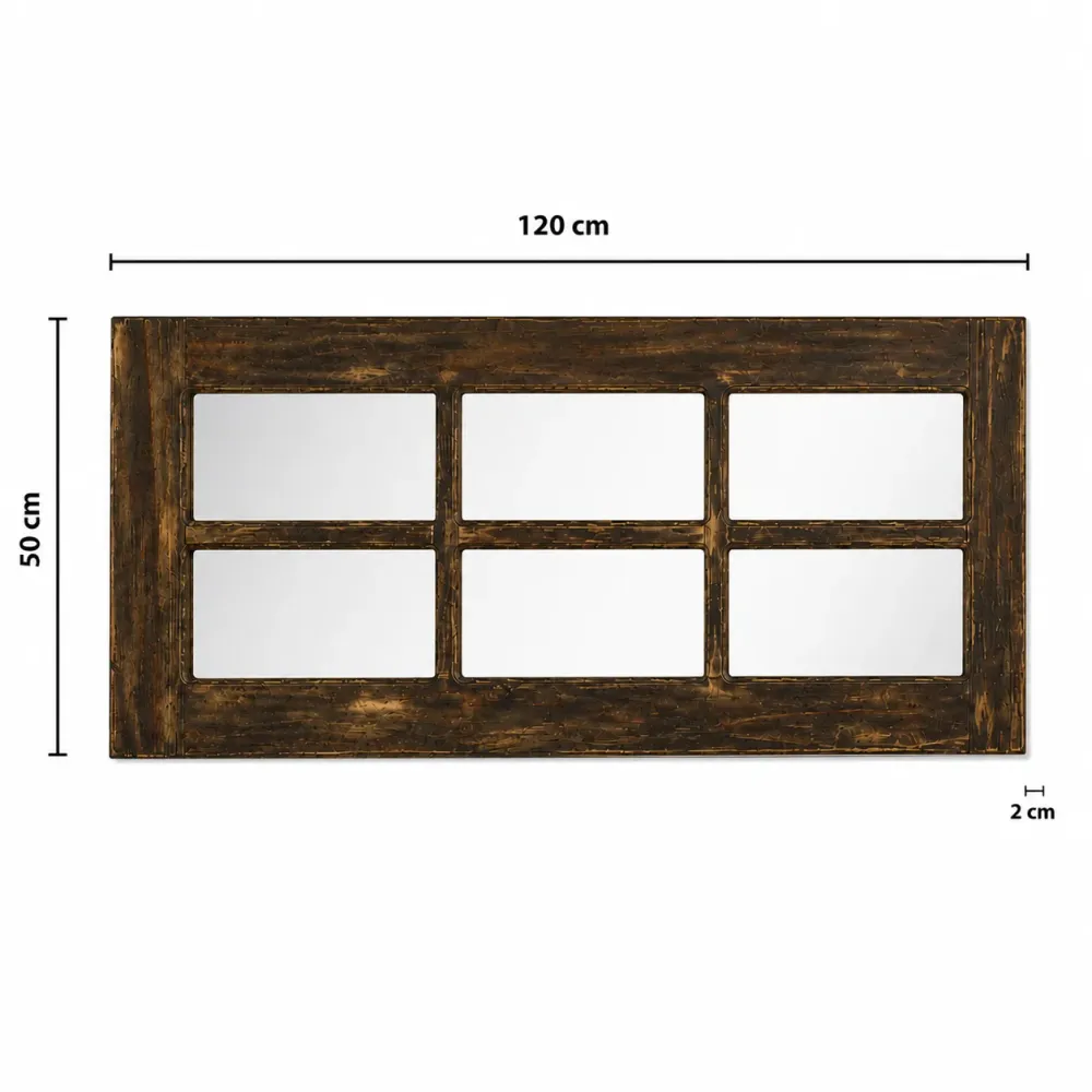 Espejo Pared Madera - Linea Retro Ventanal Oscuro Mi tienda