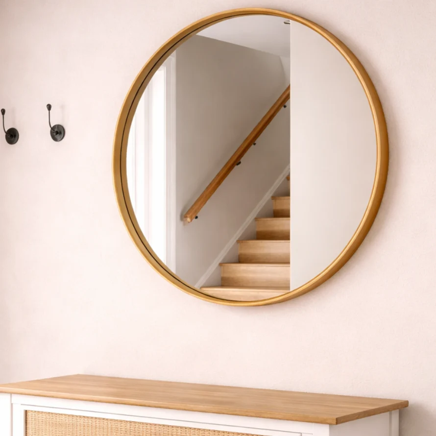 Espejo Redondo Pared - Modelo Fierro Dorado 60cm Mi tienda