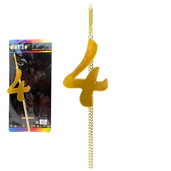 Vela Numeral Carton #4 Mi tienda