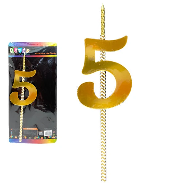 Vela Numeral Carton #5 Mi tienda