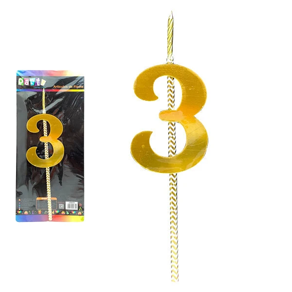 Vela Numeral Carton #3 Mi tienda