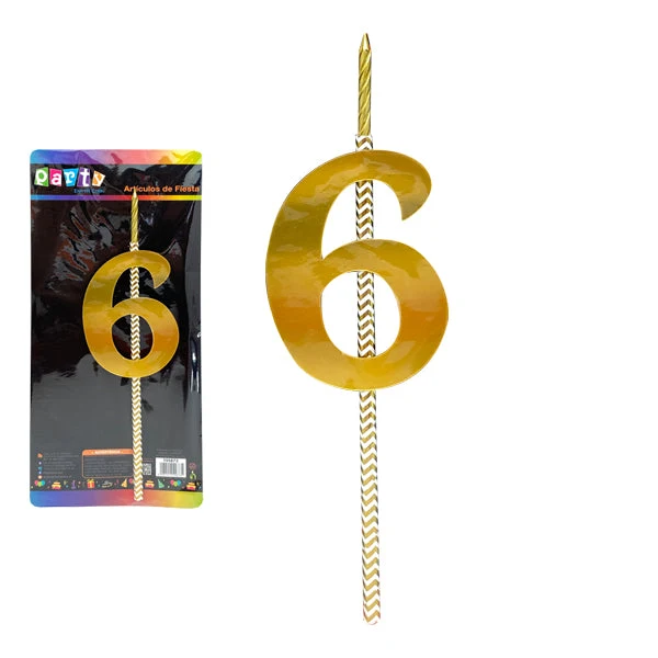Vela Numeral Carton #6 Mi tienda