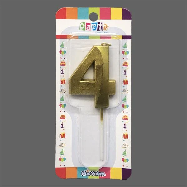 Vela Numeral Stick Metal Dorado N 4 Mi tienda