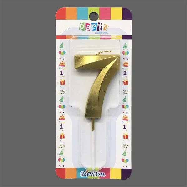 Vela Numeral Stick Metal Dorado N 7 Mi tienda